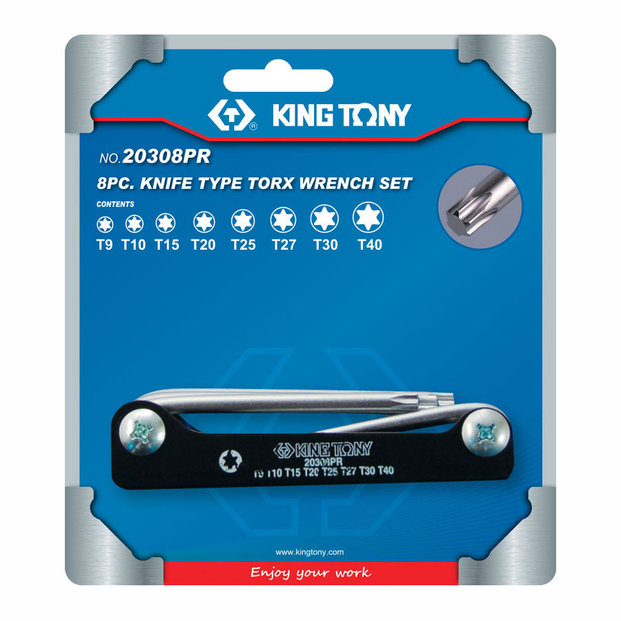 Набор складных Г-образных ключей TORX T9–T40 8 пр. KING TONY 20308PR