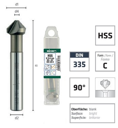 Зенковка ALPEN HSS 90° DIN 335