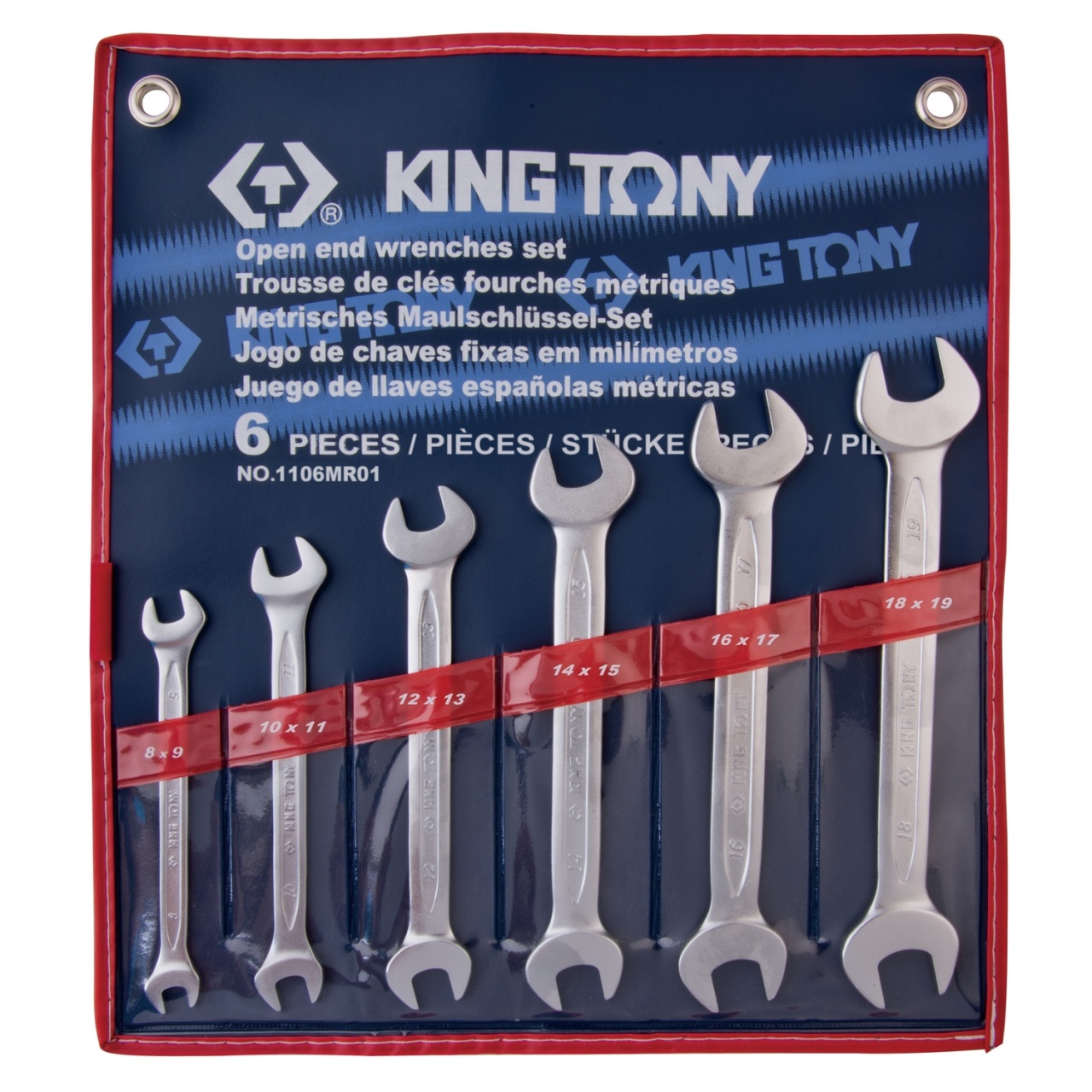 Набор рожковых ключей 6 пр. 8-19 мм KING TONY 1106MR01