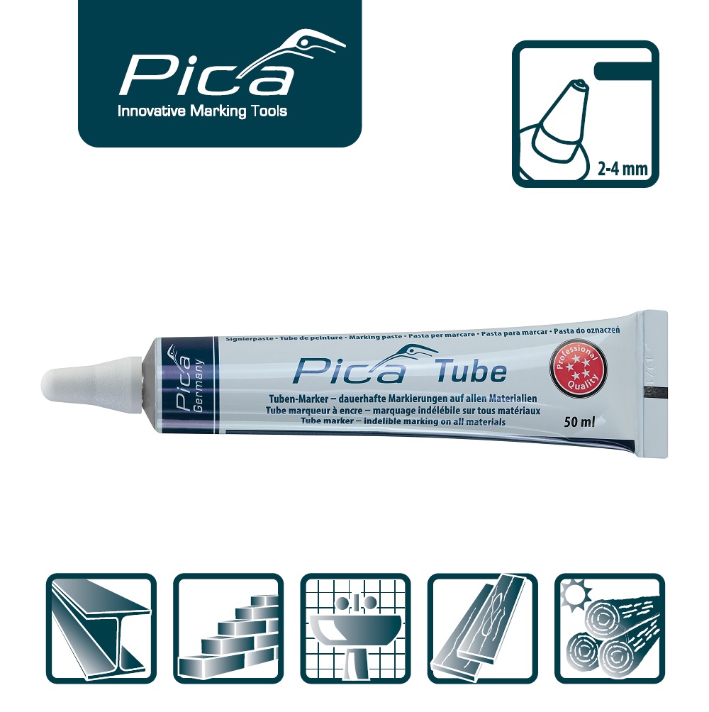Шариковый маркер-туба белый PICA Classic Tube Marker
