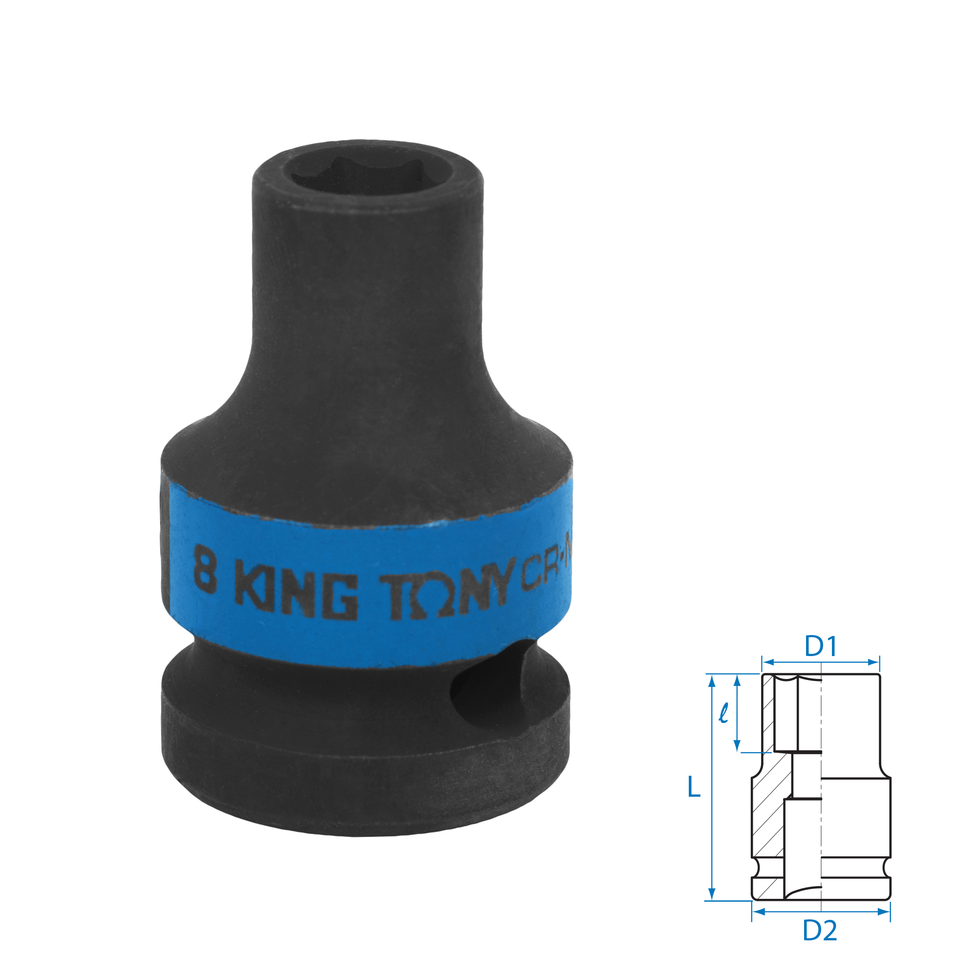 Головки ударные стандартные шестигранные метрические, 1/2″, серия 4535M KING TONY