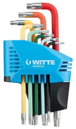 Набор угловых разноцветных ключей WITTE PRO 8 пр. TORX T9-T40