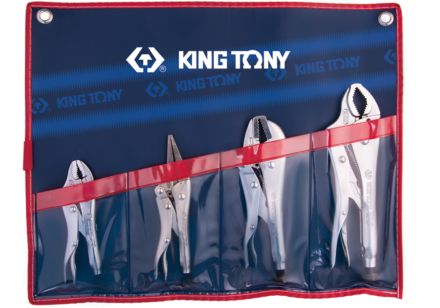Набор зажимных клещей с фиксатором, 4 предмета, 42504PR KING TONY
