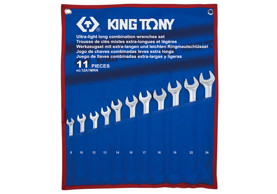 Набор комбинированных удлиненных ключей 11 пр. 8-24 мм KING TONY 12A1MRN