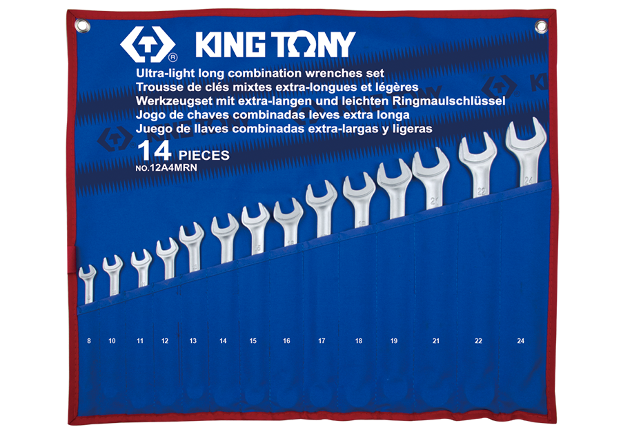 Набор комбинированных удлиненных ключей 14 пр. 8-24 мм KING TONY 12A4MRN