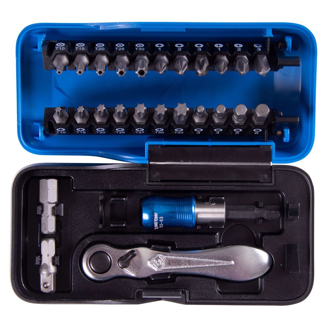 Набор бит c мини трещоткой 26 пр. 1/4" PH, PZ, HEX, TORX KING TONY 1026CQ-AM