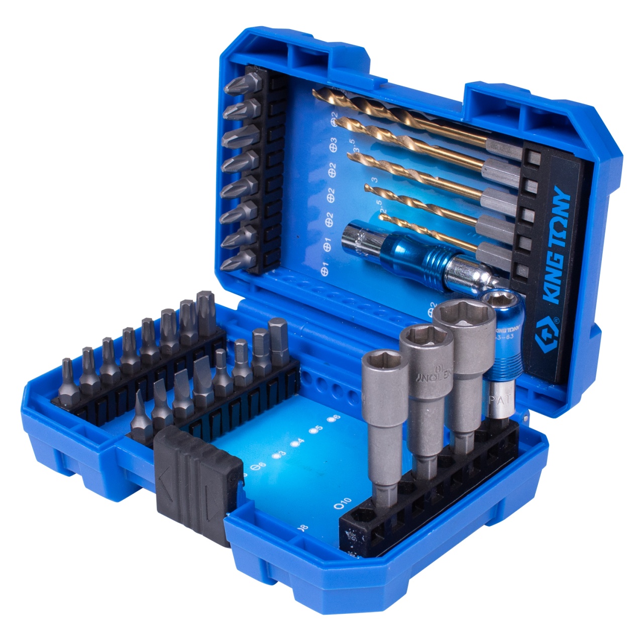 Набор бит и сверл 35 пр. 1/4'' PH, PZ, HEX, TORX, SL KING TONY 1035MR