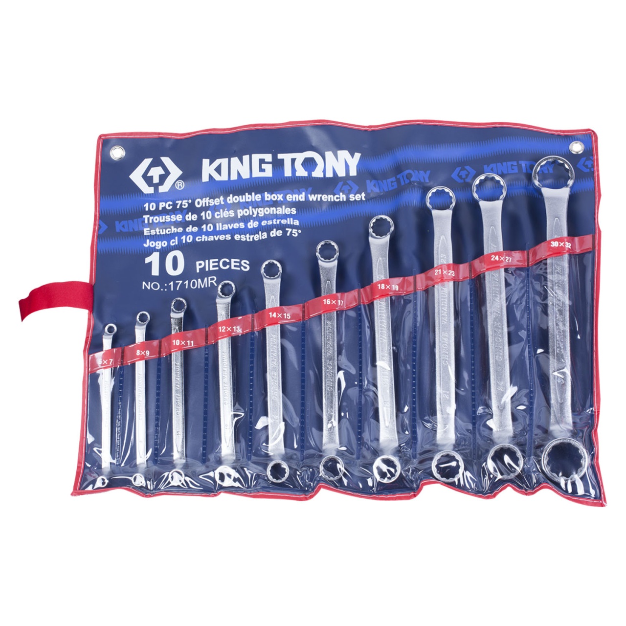 Набор накидных ключей 75° 10 пр. 6-32 мм KING TONY 1710MR