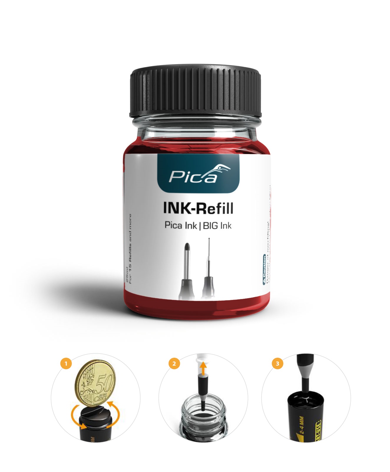 Чернила для маркеров красные PICA Ink Refill Set 55840