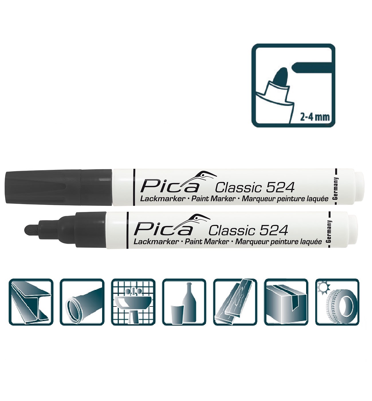 Маркер на основе краски промышленный PICA Classic Industry 524